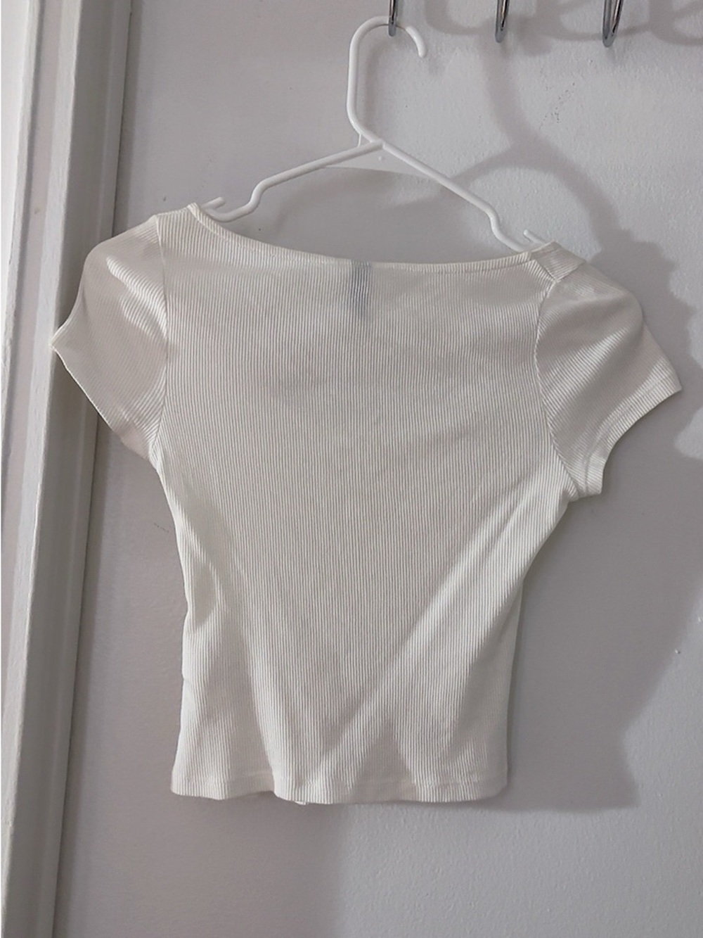 Hm Cream Ribbed Short Sleeve Tee - Picture 3 of 4